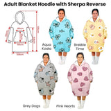 Adult Women Comfy Warm Blanket Hoodie with Sherpa Fleece Reverse Pink Hearts V442-ABR-BLANKET-ADULTHOODIEHEARTS-PINK-SH