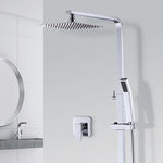 WELS 8" Rain Shower Head Set Square Dual Heads Faucet High Pressure With Mixer V63-827951