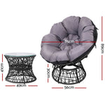 Gardeon Outdoor Lounge Setting Furniture Wicker Papasan Chairs Table Patio Black ODF-PAPASAN-TBCHX2-BK