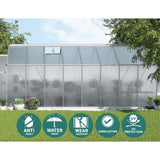 Greenfingers Greenhouse 4.7x2.5x2.26M Double Doors Aluminium Green House Garden Shed GH-ALU-C-470X250-DOU-AB