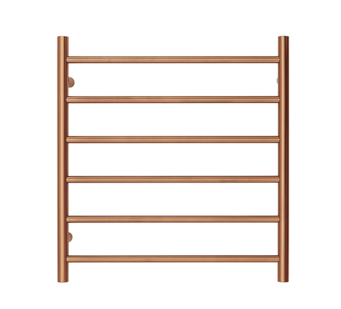 Premium Brushed Rose Gold Towel Rack - 6 Bars, Round Design, AU Standard, 650x620mm Wide V549-6562ROUNDBRUSHROSE