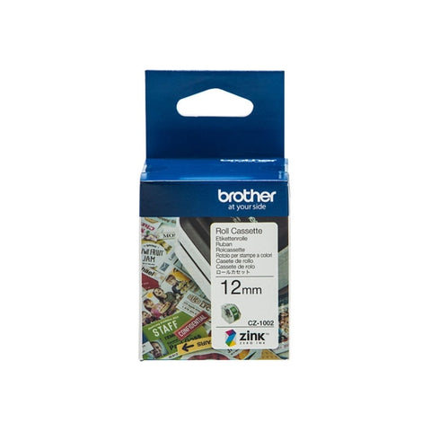 BROTHER CZ1002 Tape Cassette Full Colour continuous label roll, 12mm wide to Suit VC-500W V177-D-BCZ1002