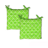 Set of 2 Cotton Chair Pads Moroccan Lime with Ties 40 x 40 cm V442-ABR-CHAIRCU-SETOF2MOROCCAN-LIME-SQ
