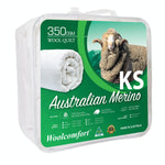 Woolcomfort Aus Made Merino Wool Quilt 350GSM 160x210cm King Single Size V535-JAPARA-WQ-350G-KS