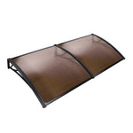 Instahut Window Door Awning Canopy 1mx2m Brown Sheet Black Plastic Frame AWN-PC6MO-1X2-BR