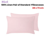 Vintage Design Homewares 100% Linen Pair of Standard Pillowcases Blush 48 x 73 cm V442-HIN-PILLOWC-LINEN-BLUSH-ST