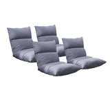 SOGA 4X Lounge Floor Recliner Adjustable Lazy Sofa Bed Folding Game Chair Grey LOUNGEFABRICGREYX4