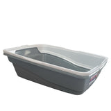 Cat Litter Tray Plastic 48x38.5x12cm Non Spill Mess Guard Rim Grey White Kitty Pan V238-SUPDZ-39639308566608