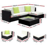 Gardeon 5-Piece Outdoor Sofa Set Wicker Couch Lounge Setting Cover FF-SOFA-BK-5PC-AB