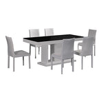 7 Pieces Dining Suite Dining Table & 6X White Chairs in Rectangular Shape High Glossy MDF Wooden V43-DS-ESPR-7PC-B&W