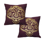 Pair of Oriental Style European Pillowcases Henna Plum V442-ABR-PILLOWC-HENNA-PLUM-EU