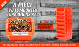 NEW 8 PC Wall Mounted Storage Bins Rack Set Nuts Bolts Organizer Parts 97903 V465-97311-4PC