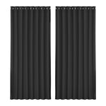 Artiss 2X Blockout Curtains Eyelet 300x230cm Black BC-MATT-300X230-BK