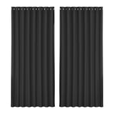 Artiss 2X Blockout Curtains Eyelet 300x230cm Black BC-MATT-300X230-BK