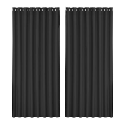 Artiss 2X Blockout Curtains Eyelet 300x230cm Black BC-MATT-300X230-BK