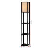 Artiss Floor Lamp 3 Tier Shelf Shelf Storage LED Light Stand Home Room Vintage Black LAMP-FLOOR-SF-3017-A-BK