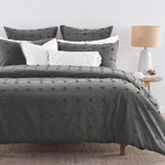 Tufted Dot Jacquard Queen Size Grey Duvet Quilt Cover Set V493-JO-06-Q