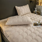 SOGA Beige 183cm Wide Mattress Cover Thick Quilted Stretchable Bed Spread Sheet Protector with BCOVER4002