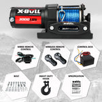 X-BULL 12V Electric Winch 3000LB ATV Winch Boat Trailer Winch Synthetic Rope V211-AUEB-AXEW002B