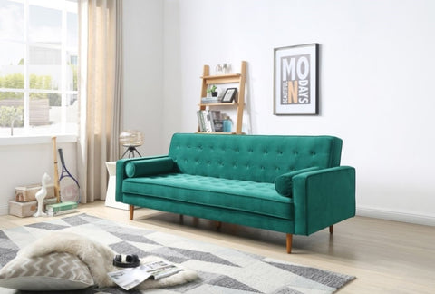 Sofa Bed 3 Seater Button Tufted Lounge Set for Living Room Couch in Velvet Green Colour V43-SOF-MARC-GRN