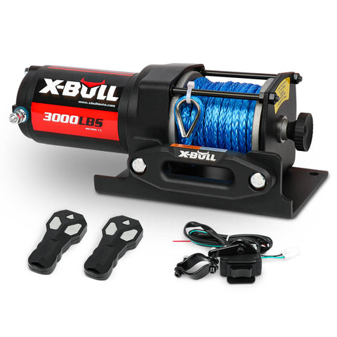 X-BULL 12V Electric Winch 3000LB ATV Winch Boat Trailer Winch Synthetic Rope V211-AUEB-AXEW002B