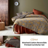 Accessorize Clove Washed Cotton Printed Reversible Comforter Set Queen V442-HIN-COMFORTER-COTTONCLOVE-MUSTARD-QS