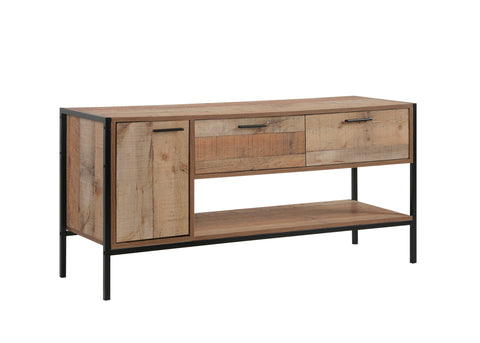 TV Cabinet with 2 Storage Drawers Cabinet Natural Wood Like Particle board Entertainment Unit in Oak V43-TVC-MAS-OK