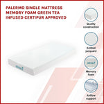 Palermo Single Mattress Memory Foam Green Tea Infused CertiPUR Approved V63-826521