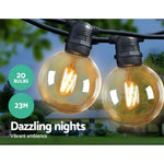 Jingle Jollys 23m LED Festoon String Lights 20 Bulbs Kits Wedding Party Christmas G80 LIGHT-B-G80-20-WW