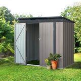Giantz Garden Shed 1.95x1.31M Sheds Outdoor Storage Steel Workshop House Tool Double Door SHED-FLAT-4X6-BR-ABC