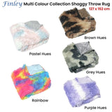 Finley Multi Colour Collection Shaggy Throw Rug 127 x 152cm Pastel Hues V442-ATX-THROW-FINLEYSHAGGY-PASTEL-RE
