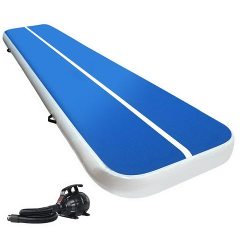 Everfit 4X1M Inflatable Air Track Mat 20CM Thick with Pump Tumbling Gymnastics Blue ATM-4-1-02M-BL-AP
