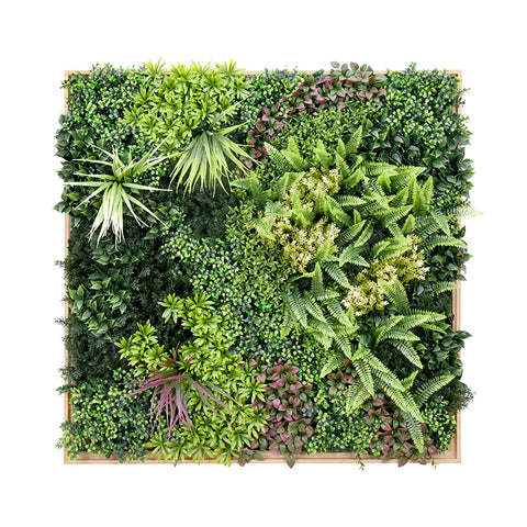 YES4HOMES 3D 1Mx1M Green Artificial Plants Wall Panel Flower Wall With Frame Vertical Garden UV V278-CCGK001BV014-HERA