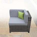 Milano Outdoor 9 Piece Oatmeal Rattan Sofa Set - Black Coating & Grey Seats ABM-401497