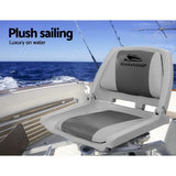 Seamanship 2X Folding Boat Seats Marine Seat Swivel Low Back 4cm Padding Grey BS-86101-GC-FC2