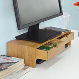 Bamboo Monitor Stand Desk Organizer with 2 Drawers V178-84546