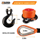 ZESUPER Winch Rope 9.5MM X 30M Dyneema SK75 Hook Synthetic Car Tow Recovery Cable Hook V211-AUEB-WR006