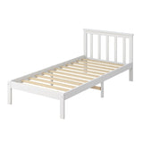 Levede Wooden Bed Frame Single Size Mattress Base Timber White BF1034-S-WH