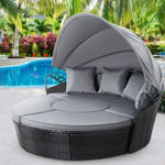 Gardeon Sun Lounge Setting Wicker Lounger Day Bed Patio Outdoor Furniture Black ODF-SUNBED-180OT-BK-ABC