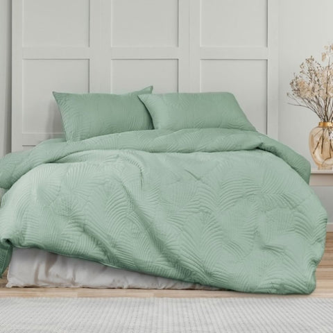 Ardor Molly Palm Green Quilted Quilt Cover Set Queen V442-INT-QUILTCS-MOLLYPALM-GREEN-QS