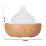 Devanti Aroma Aromatherapy Diffuser LED Oil Ultrasonic Air Humidifier Glass Wood DIFF-X013-LW