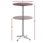 Gardeon Outdoor Bar Table Wooden Cafe Table Aluminium Pole Round FF-TABLE-WOOD60-70110