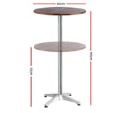 Gardeon Outdoor Bar Table Wooden Cafe Table Aluminium Pole Round FF-TABLE-WOOD60-70110