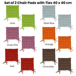 Set of 2 Chair Pads with Ties 40 x 40 cm Lime V442-BZO-CHAIRCU-SETOF2SOLID-LIME-SQ