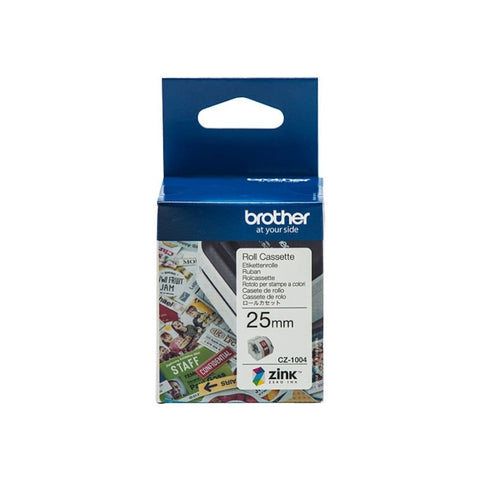 BROTHER CZ1004 Tape Cassette Full Colour continuous label roll, 25mm wide to Suit VC-500W V177-D-BCZ1004