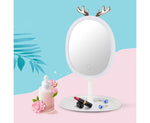 SOGA White Cosmetic Jewelry Storage Organiser with Antler LED Light Mirror Tabletop Vanity Set BATHC109-G533