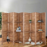 Artiss 8 Panel Room Divider Screen 326x170cm Shelf Oak RD-B-0590-8P-BR