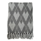Soft Cotton Handloom Bed & Sofa Throw Blanket Plaid Pattern Grey V262-CI-STK-0189G