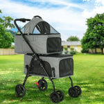 i.Pet Pet Stroller 2-tier Dog Pram Large Cat Carrier Travel Pushchair Foldable PET-STROLLER-2T-SLGR