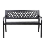 Gardeon Outdoor Garden Bench Seat Steel Outdoor Furniture 2 Seater Park Black GB-STEEL-XG202-BK